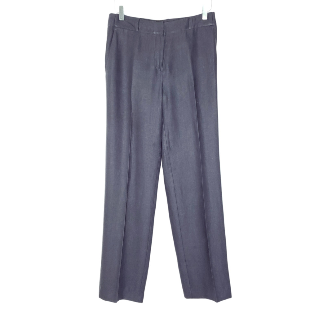 Max Mara High Rise Wide Leg Linen Dress Pants 8 Gray Business Work